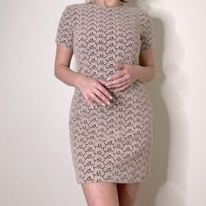 Diane Von Furstenberg Beige Floral Lace Mini Dress